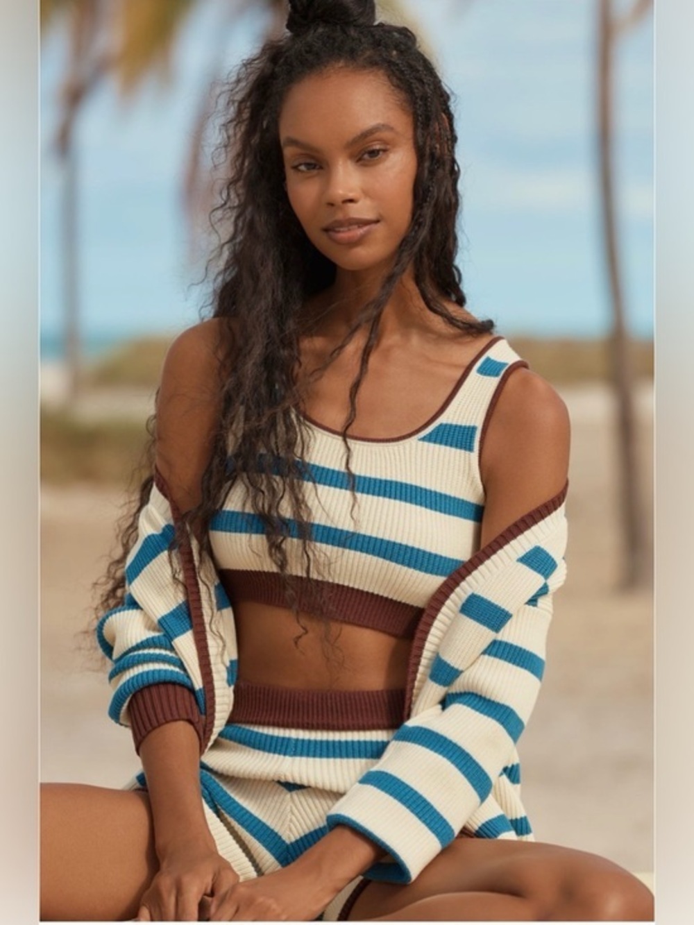 Anthropologie x Flat White NWT Cropped Knit Striped Tank